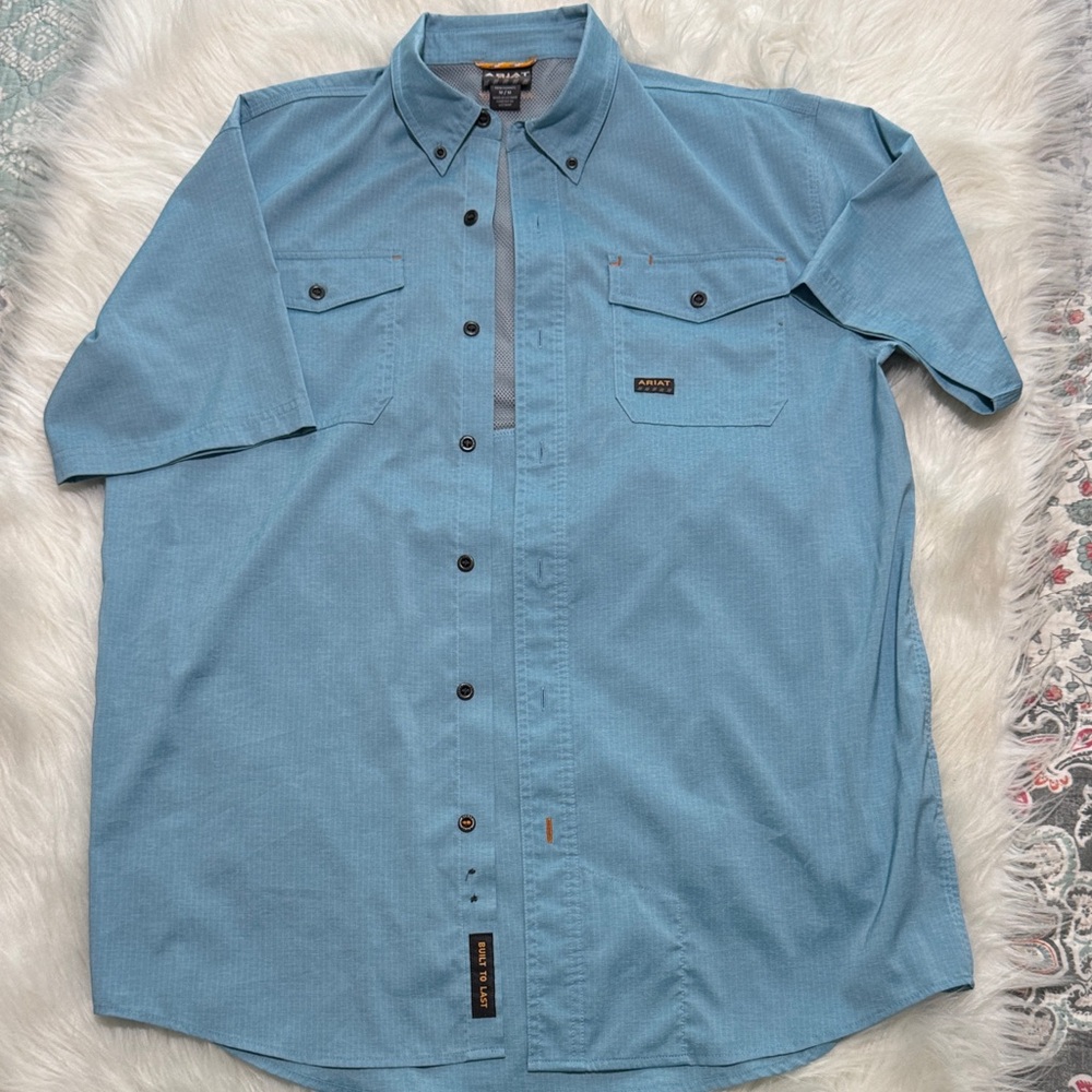 Ariat Light Blue Short Sleeve Button-Down Work Shirt